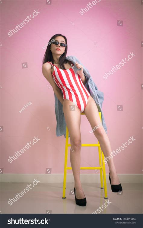 Sexy Asian Woman Red Bikini One Stock Photo 1184139496 Shutterstock