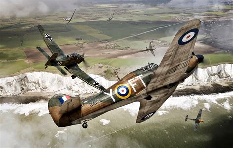 Wallpaper Battle Of Britain 1940 Bf 109e Wwii Hawker Hurricane Mk I