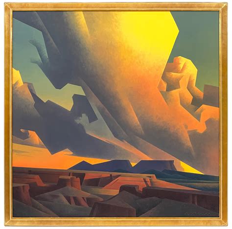 Lot Rare Large Ed Mell Vaulting Clouds Original Oil On Canvas