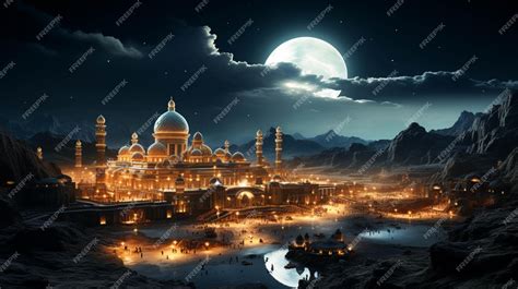 Premium AI Image | Mecca at night Landscape view