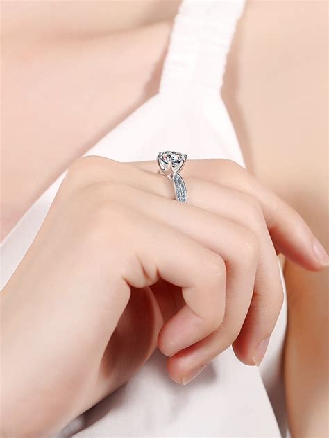 Sterling Silver Moissanite Square Dainty Solitaire Engagement Rings 1000416723