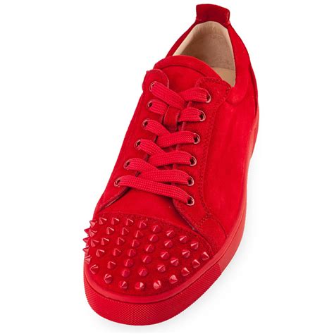 Christian Louboutin Louis Junior Spikes - Red Suede | Sole Collector