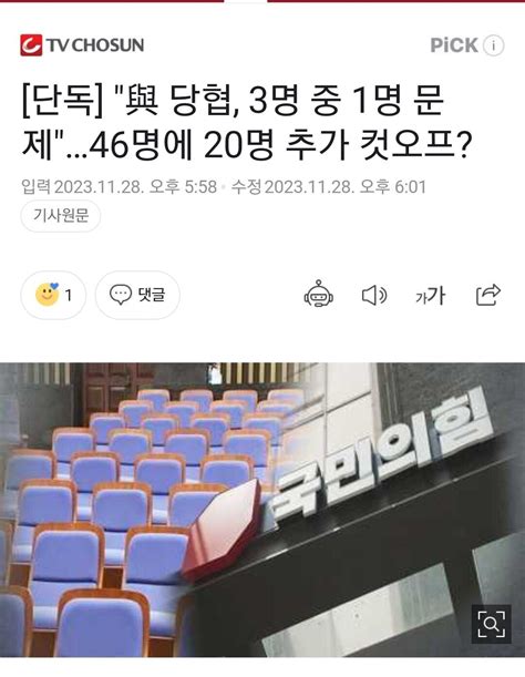 단독 與 당협 3명 중 1명 문제46명에 20명 추가 컷오프 정치시사 에펨코리아