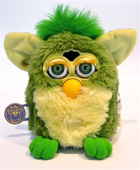 Works Rare Furby Vintage Frog Furby Green Fur And Yellow Etsy