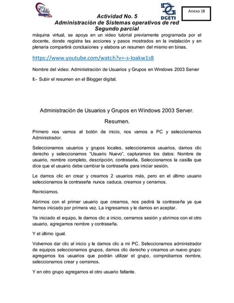 Anexo 18 Actividad 5 Adminsitracion De Sistemas Operativos En Red 1 PDF