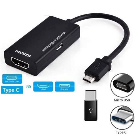 Micro Usb And Type C Mâle Vers Hdmi Female Câble Adaptateur Pour Android Smartphone Samsung Tablet