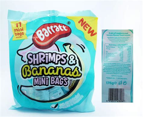 Barratt Shrimps And Bananas Mini Bags 11 Mini Bags Per Pack Box Of 12 Uk Grocery