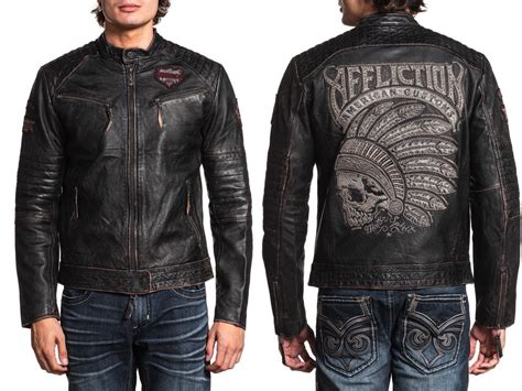 Affliction Leather Full Measure Jacket Limited Edition Washed Black