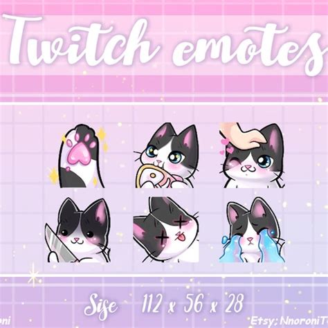 Cute White Cat Emotes Twitchdiscord Kawaii Kitty Neko Etsy