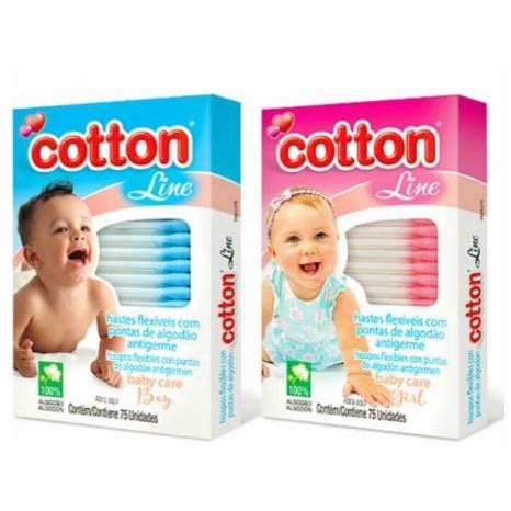 Cotonete Hastes Flex Veis Cotton Line Baby Rosa E Azul Unidades