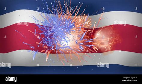 Image Of Fireworks Exploding Over Flag Of Costa Rica Sports Winning