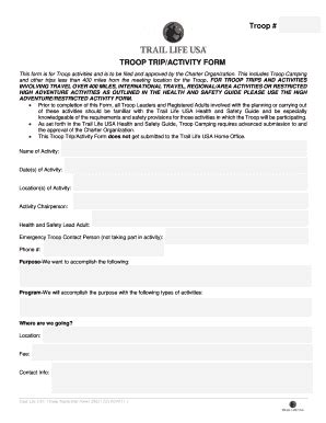 Fillable Online TROOP TRIP ACTIVITY FORM S3 Amazonaws Fax Email