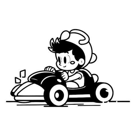 Premium Vector Cute Boy Driving A Toy Car In Cartoon Style