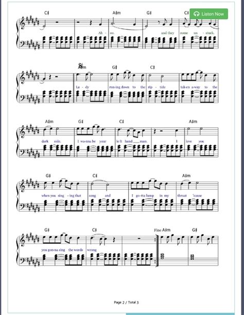 Piano Sheet Music — Riptide Vance Joy Piano Sheet