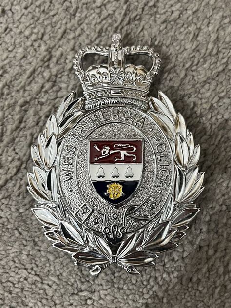 Obsolete West Mercia Constabulary Police Helmet Cap Plate Badge