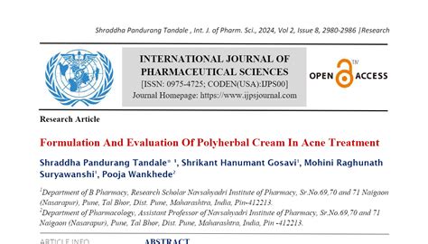 Formulation And Evaluation Of Polyherbal Cream In Acne Treatment