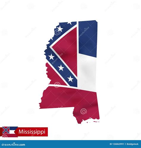 Mississippi State Map With Waving Flag Of US State Stock Vector