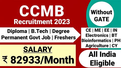 Ccmb Recruitment Freshers Salary Month Permanent Job Ccmb