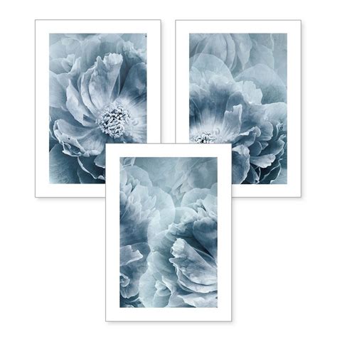 Kreative Feder Poster Natur Pflanze Blume Garten Blau Blüte Set