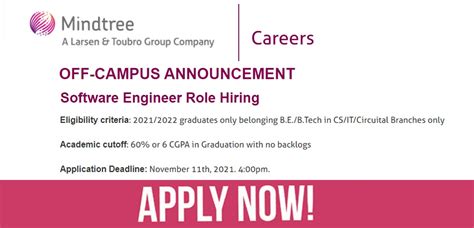 NEW JOBS UPDATES Mindtree Off Campus Drive Software Engineer BE