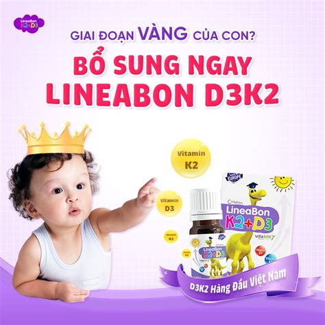 LineaBon D3K2 bổ sung vitamin D3 và K2 MK7 hỗ trợ bé hấp thu canxi phát