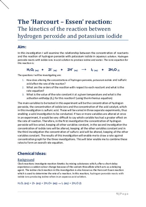 Hydrogen Peroxide Potassium Iodide Balanced Equation Tessshebaylo