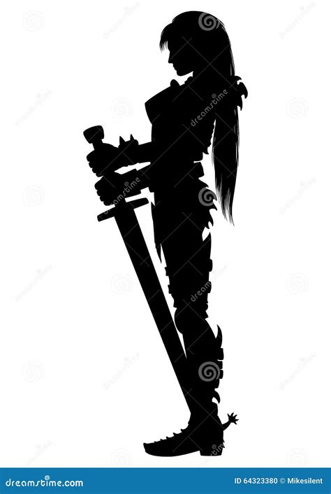 Guardian Knight Woman Silhouette Stock Illustration Illustration Of