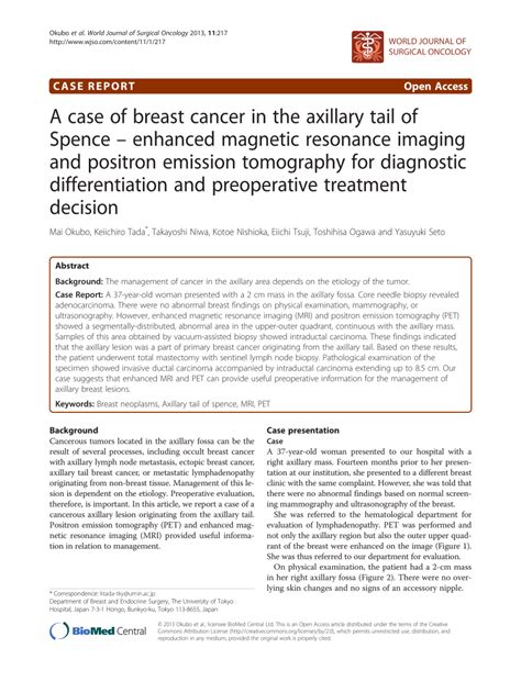 Pdf A Case Of Breast Cancer In The Axillary Tail Of Spence Enhanced