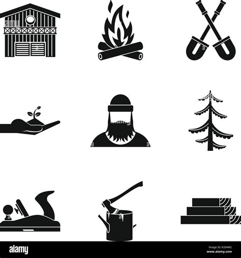 Woodworking Icons Set Simple Style Stock Vector Image Art Alamy