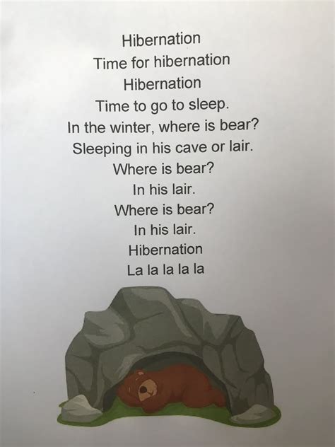 Hibernation Song Hibernation Songs Classroom Activities