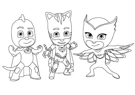 PJ Masks: the 3 heroes reunited - PJ Masks Coloring Pages for Kids