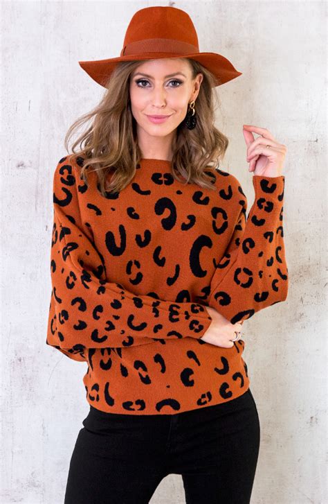 Leopard Oversized Trui Terracotta Fashionmusthaves Nl