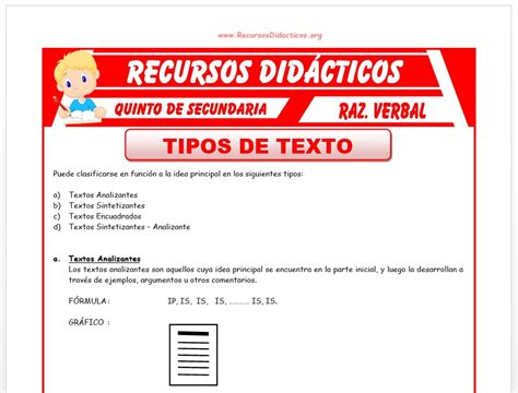 Tipos De Textos Para Quinto De Secundaria Recursos Didácticos 2023