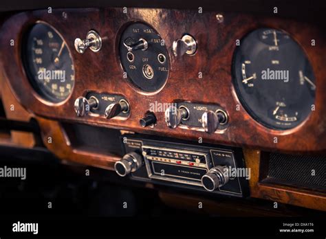 Dashboard In Vintage Interior Of Old Automobile Stock Photo Alamy