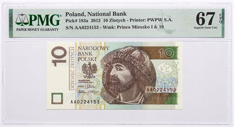 Polska 10 złotych 2012 ser AA PMG 67 EPQ 15269236998 Allegro pl