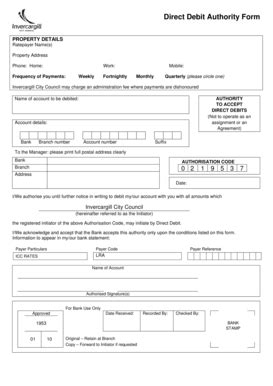 Fillable Online Icc Govt Direct Debit Authority Form Invercargill