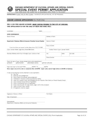 Fillable Online Special Event Permit Application Chicago Special