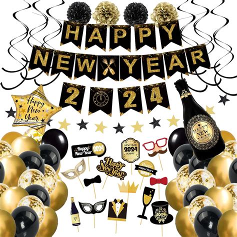 Silvester Deko 2024 Neujahr Dekoration Set Silvester Luftballons Happy