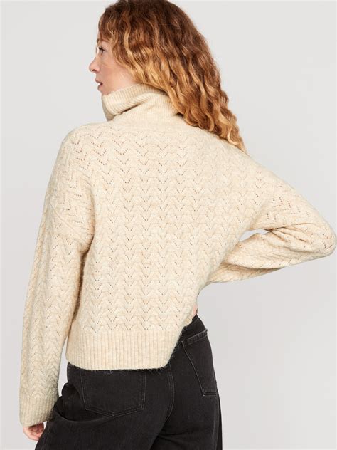 Heathered Pointelle Knit Turtleneck Sweater Old Navy