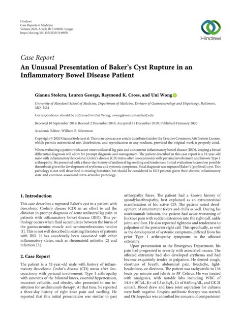 (PDF) An Unusual Presentation of Baker’s Cyst Rupture in an ...