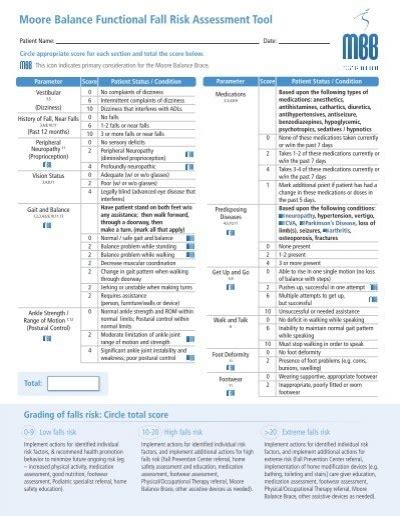 Moore Balance Functional Fall Risk Assessment Tool