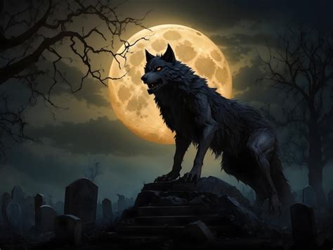 Premium AI Image | Werewolf Howl Halloween Background Full Moon ...