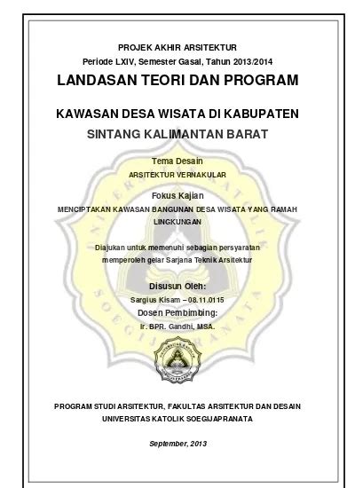 Landasan Teori Dan Program Kawasan Desa Wisata Di Kabupaten Sintang