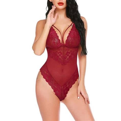 Lingerie Sexy Pour Femme Body Une Pi Ce En Dentelle Transparente Col