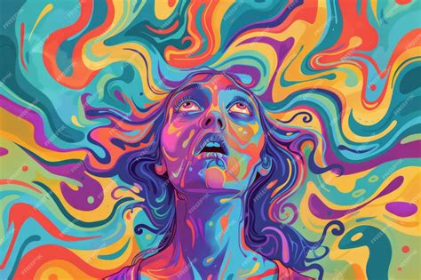 Premium Photo Illustration Of Scared Woman Colorful Surreal