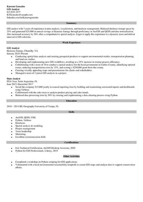 Gis Resume Example Writing Guide For