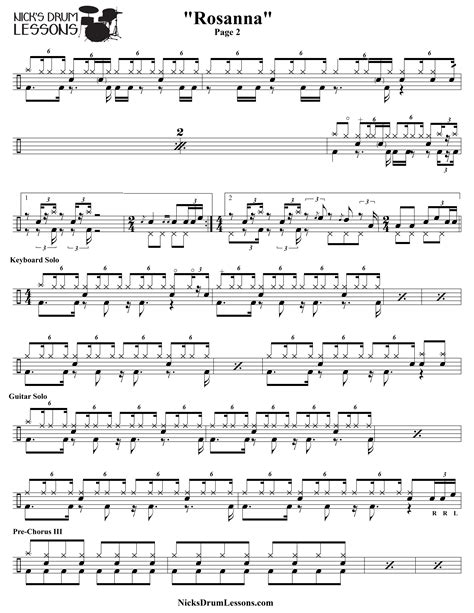 Rosanna Toto Drum Sheet Music Nick S Drum Lessons