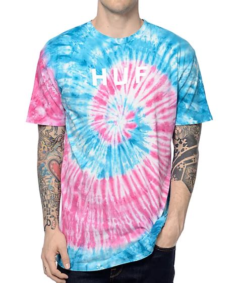 Huf Og Logo Blue And Pink Tie Dye T Shirt Zumiez