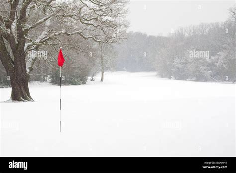 Golf Golf Course Snow Weather Closed Flag Hi Res Stock Photography And