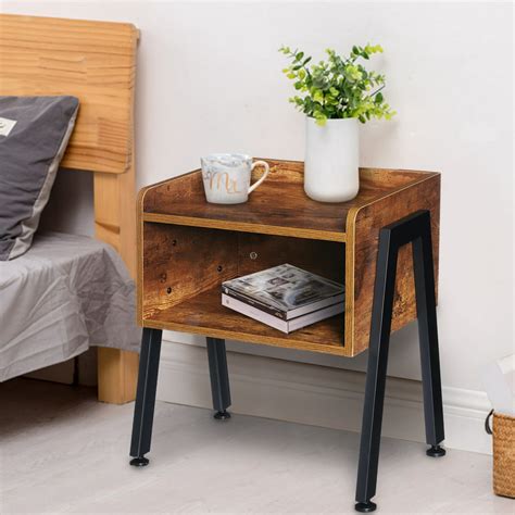 Industrial Nightstand End Table Stackable Side Table Night Stands For Bedrooms Cabinet For